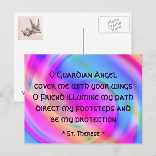 Het briefkaart van de beschermengel (Voorkant / Achterkant)