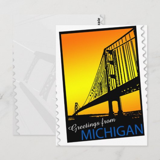 Het briefkaart van de Brug van Mackinac (Voorkant / Achterkant)