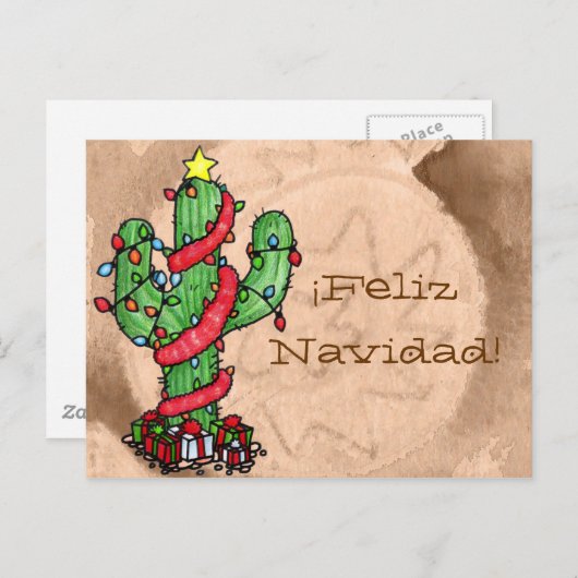 Het Briefkaart van de Cactus van Kerstmis (Voorkant / Achterkant)