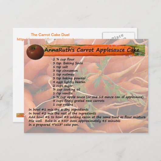 Het Briefkaart van de Cake van de Appelmoes van de (Voorkant / Achterkant)