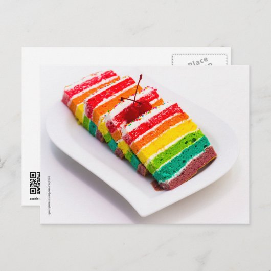 Het Briefkaart van de Cake van de regenboog (Voorkant / Achterkant)