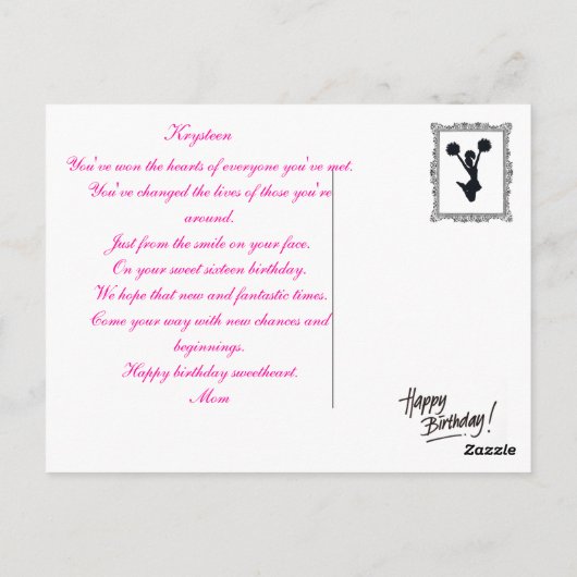 Het Briefkaart van de Cake zestiende van de (Achterkant)