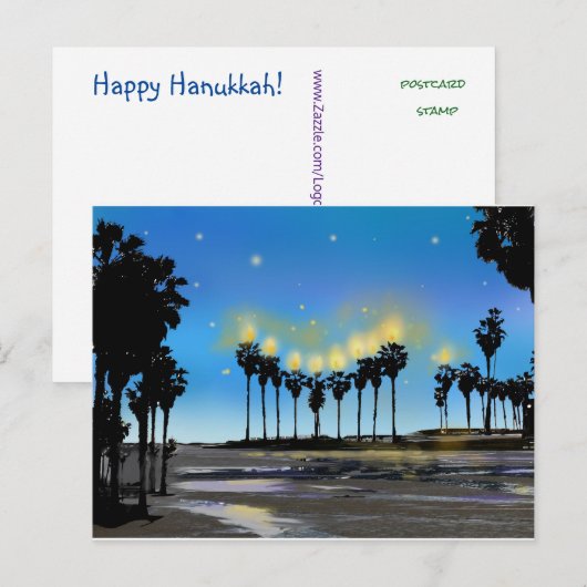 Het Briefkaart van de Chanoeka van het Strand van (Voorkant / Achterkant)