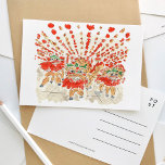 Het Briefkaart van de Chinese Lion Dance Waterverf<br><div class="desc">Een prachtig geschilderd waterverf briefkaart met de Chinese leeuwdans,  die vreugde en geluk vieren.</div>