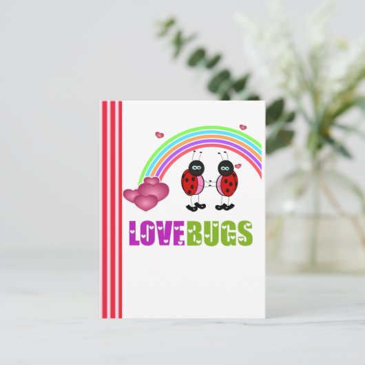 Het Briefkaart van de de insectenValentijnsdag van (Staand voorkant)