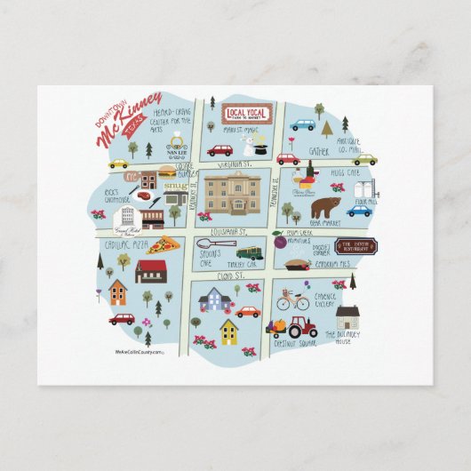 Het briefkaart van de Downtown McKinney Texas (Voorkant)