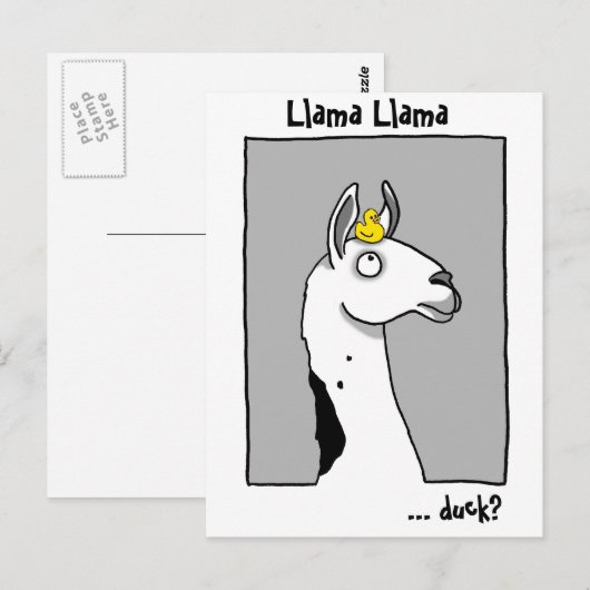 Het Briefkaart van de eend van de Lama van de lama (Voorkant / Achterkant)