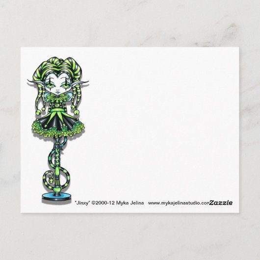 Het Briefkaart van de Fee van de Nar van de Stok (Achterkant)