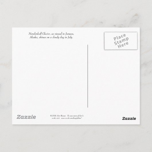 Het Briefkaart van de Gletsjer van Mendenhall (Achterkant)