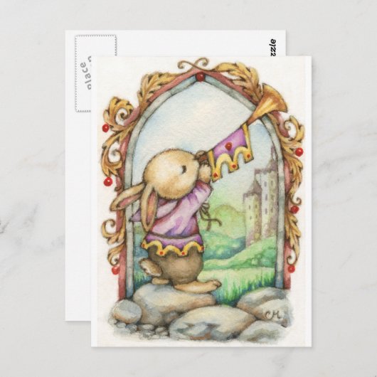 Het Briefkaart van de Herald - Cute Medieval Rabbi (Voorkant / Achterkant)