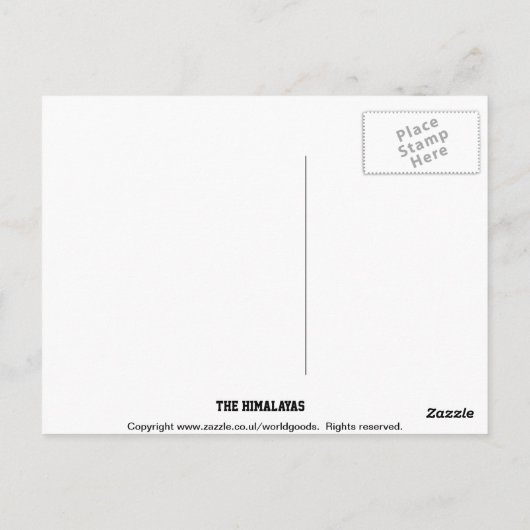 Het briefkaart van de Himalaya Everest (Achterkant)