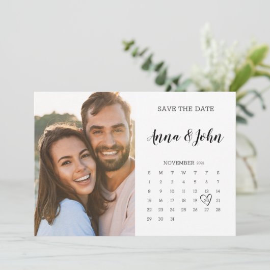 Het Briefkaart van de kalender met Foto sparen de  (Staand voorkant)