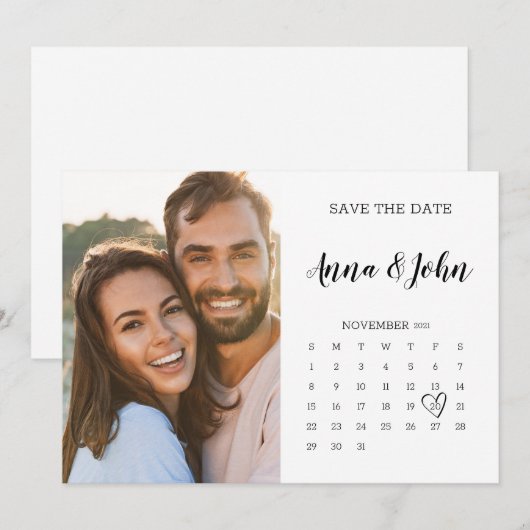 Het Briefkaart van de kalender met Foto sparen de  (Voorkant / Achterkant)