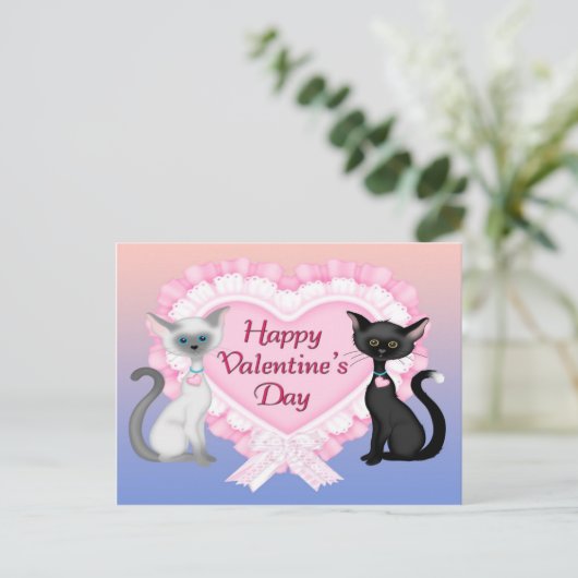 Het Briefkaart van de Katten van de Valentijnsdag (Staand voorkant)