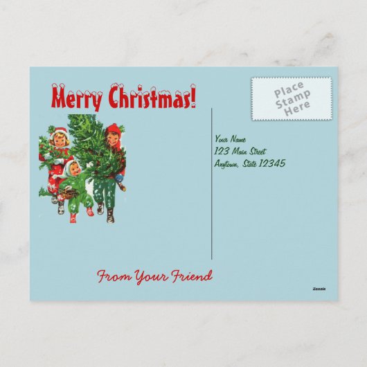 Het Briefkaart van de kerstboom (Achterkant)