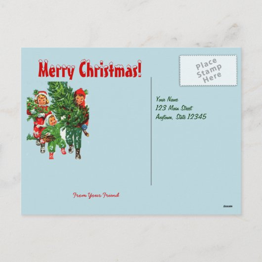 Het Briefkaart van de kerstboom (Achterkant)