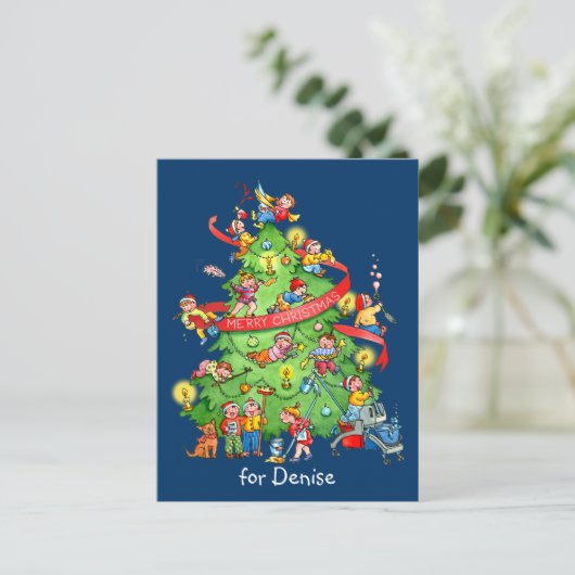 Het Briefkaart van de kerstboom schoonmaken (Staand voorkant)