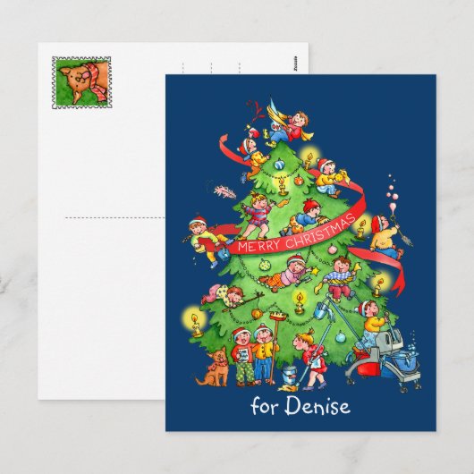 Het Briefkaart van de kerstboom schoonmaken (Voorkant / Achterkant)
