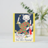 Het Briefkaart van de Kerstkat van Pajama (Staand voorkant)