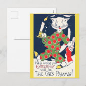 Het Briefkaart van de Kerstkat van Pajama (Voorkant / Achterkant)