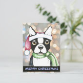 Het Briefkaart van de Kerstman van Boston Terrier (Staand voorkant)