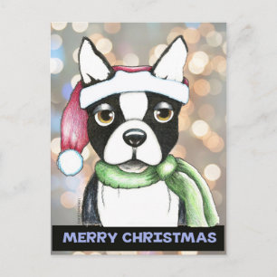 Het Briefkaart van de Kerstman van Boston Terrier