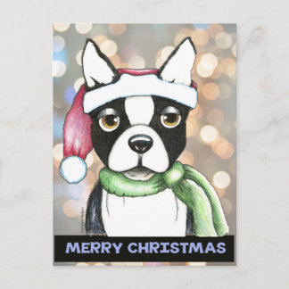 Het Briefkaart van de Kerstman van Boston Terrier