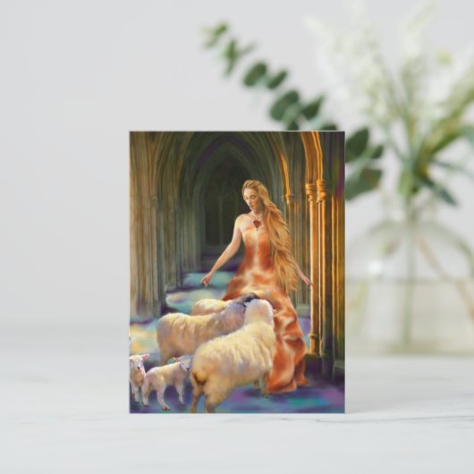 Het Briefkaart van de lammeren verwelkomen (Staand voorkant)