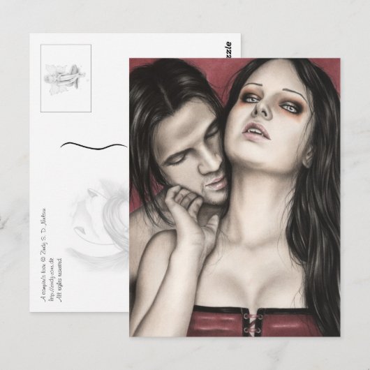 Het Briefkaart van de liefde van een vampier (Voorkant / Achterkant)