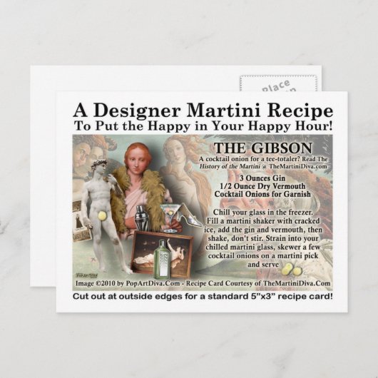 Het Briefkaart van de Ontvanger van Gibson Martini (Voorkant / Achterkant)