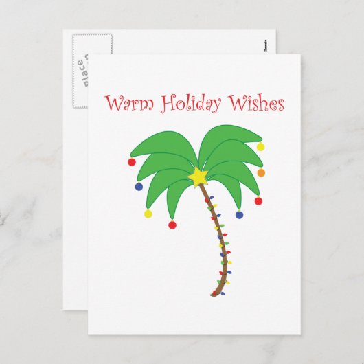 Het briefkaart van de Palm van de "warme Wensen (Voorkant / Achterkant)