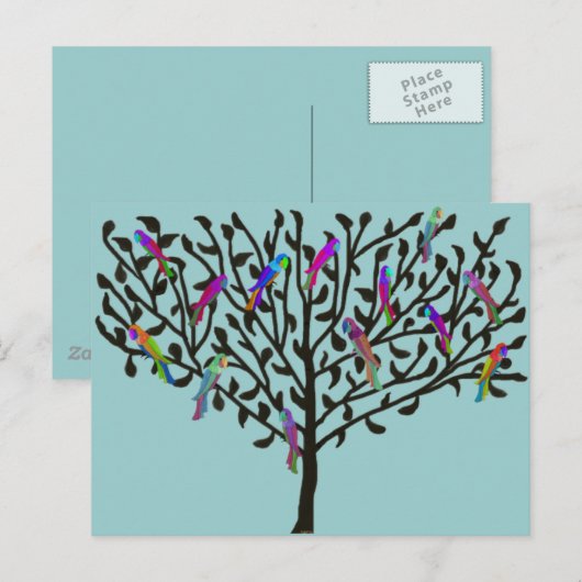 Het briefkaart van de papegaaiboom (Voorkant / Achterkant)