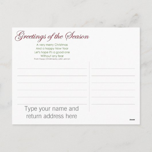 Het Briefkaart van de Peren van Kerstmis (Achterkant)