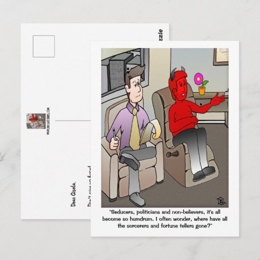 Het Briefkaart van de Psychiatrist van de Duivel (Voorkant / Achterkant)