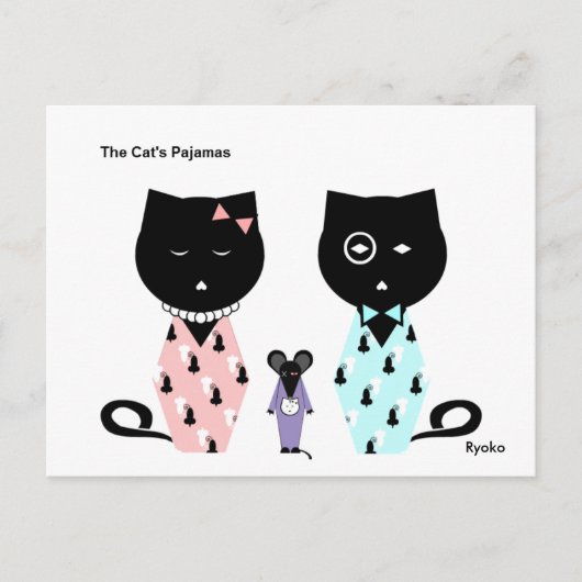 Het Briefkaart van de pyjama van de kat (Voorkant)