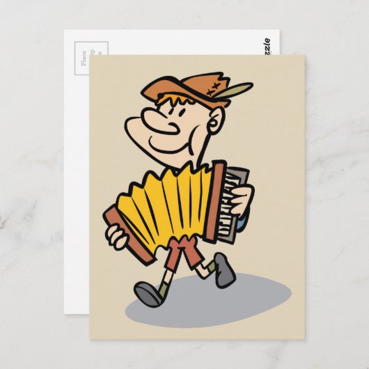 Het briefkaart van de Speler van de Harmonika van (Voorkant / Achterkant)