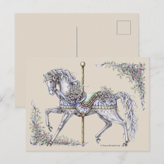 Het Briefkaart van de Tekening van het Paard van (Voorkant / Achterkant)