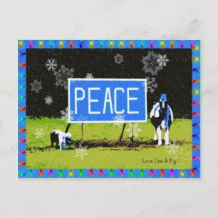 Het Briefkaart van de vakantie met Koe en Varken