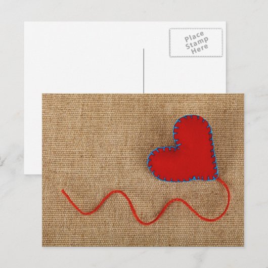 Het Briefkaart van de Valentijnsdag met rood hart (Voorkant / Achterkant)