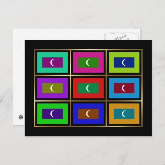 Het Briefkaart van de Vlaggen van de Maldiven (Voorkant / Achterkant)