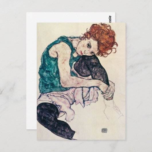 Het Briefkaart van de Vrouw van Egon Schiele (Voorkant / Achterkant)
