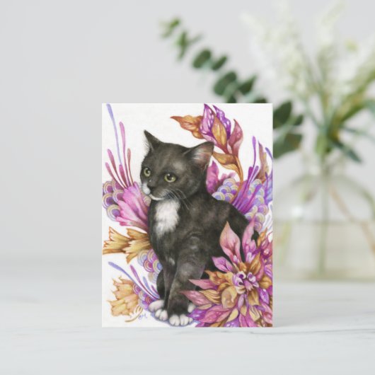 Het Briefkaart van de Wanderer - Tuxedo Cat (Staand voorkant)