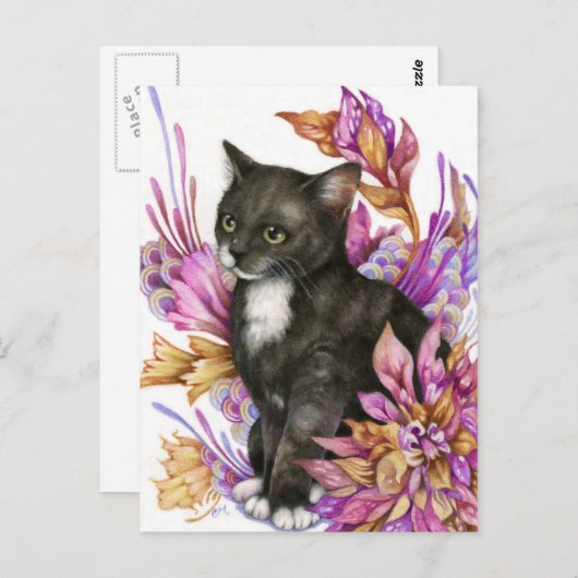 Het Briefkaart van de Wanderer - Tuxedo Cat (Voorkant / Achterkant)