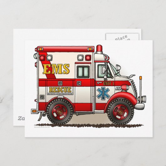 Het Briefkaart van de Ziekenwagen van de (Voorkant / Achterkant)