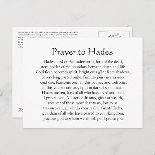 Het Briefkaart van Hades (Voorkant / Achterkant)