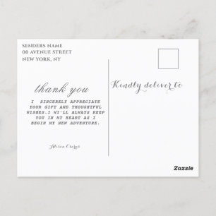 Het briefkaart van het afstuderen dankt u manuscri