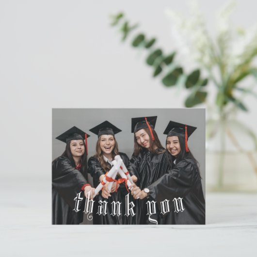 Het briefkaart van het afstuderen dankt u manuscri (Staand voorkant)