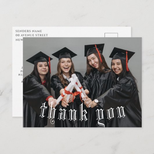 Het briefkaart van het afstuderen dankt u manuscri (Voorkant / Achterkant)