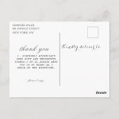 Het briefkaart van het afstuderen dankt u manuscri (Achterkant)