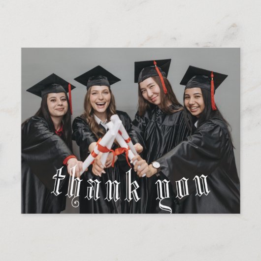 Het briefkaart van het afstuderen dankt u manuscri (Voorkant)